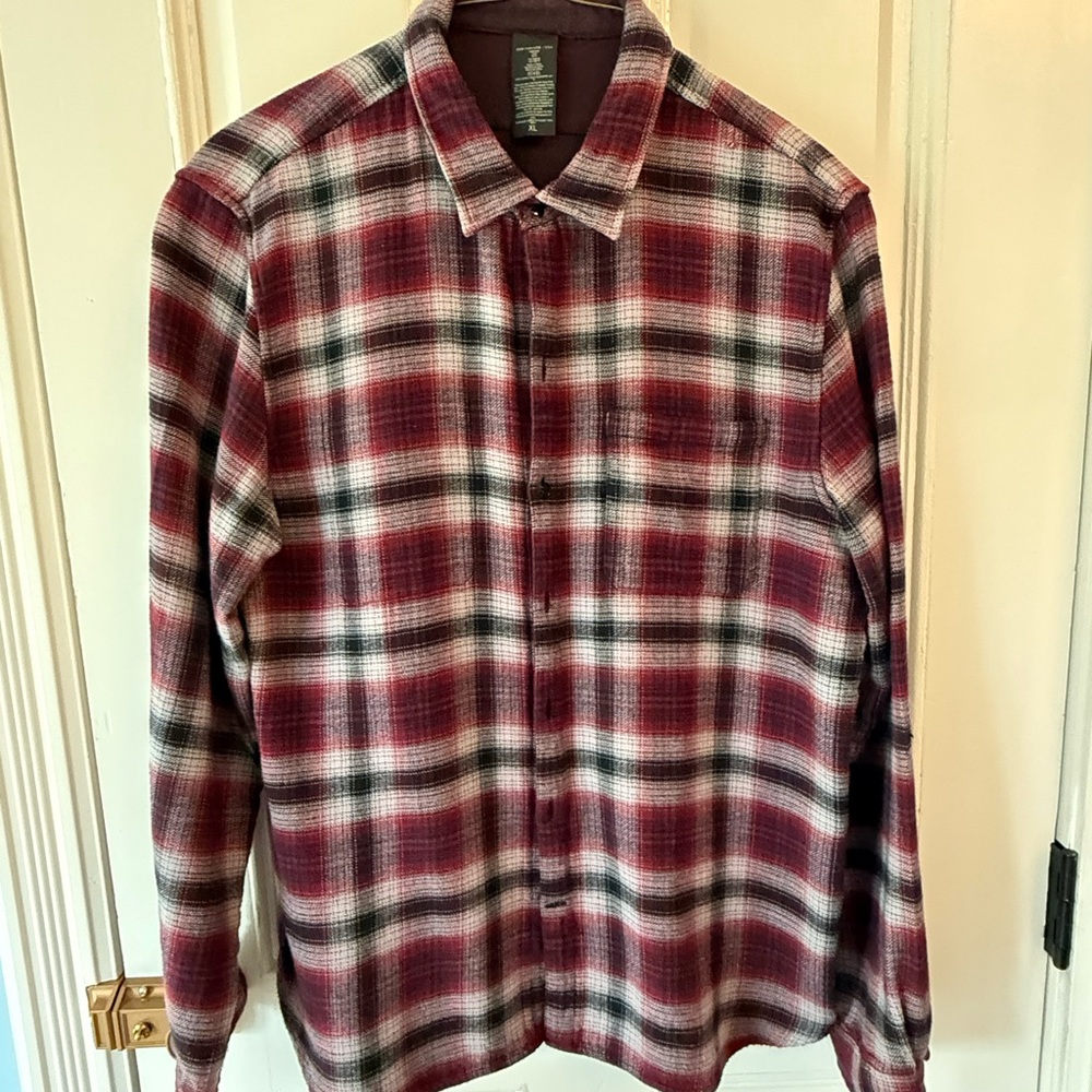 John Varvatos Deep Red and Black Flannel